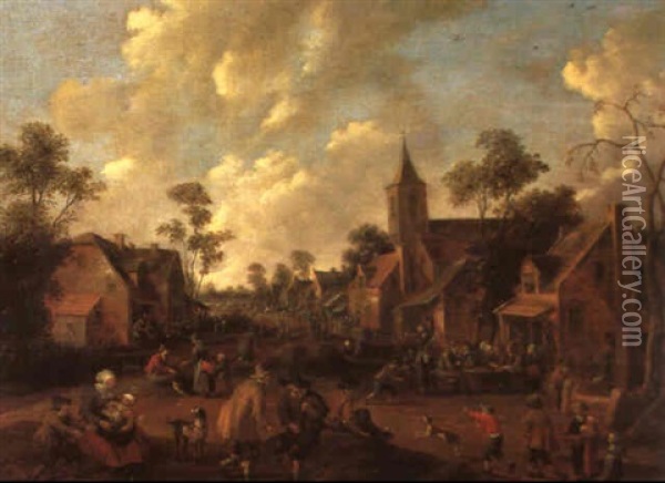 Feierabend Im Dorf Oil Painting - Joost Cornelisz. Droochsloot