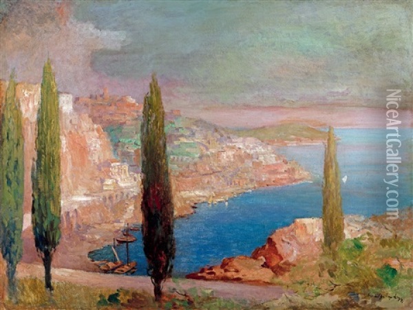 Mediterranean Coast (amalfi) Oil Painting - Gyula Hary