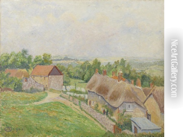Phippens Cottage, Hewood Green Oil Painting - Lucien Pissarro