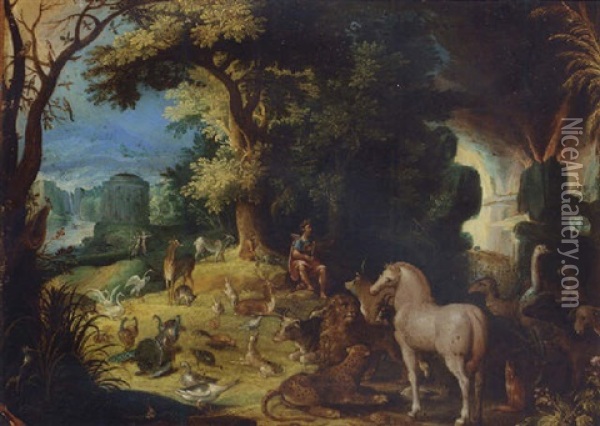 Orpheus Charming The Animals Oil Painting - Roelandt Savery