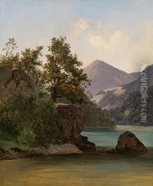 Scenery From The Salzkammergut Oil Painting - Franz Steinfeld