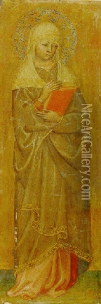 Female Saint Holding A Book Oil Painting - Michele Di Matteo Da Bologna