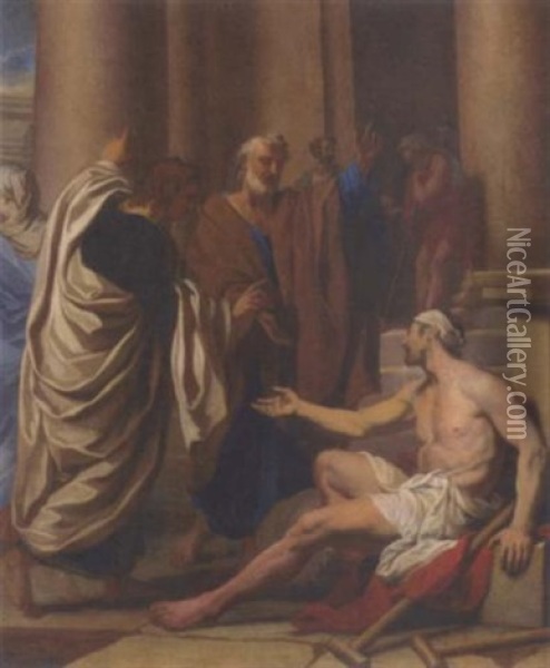 Saints Peter And John Healing The Cripple Oil Painting - Claude Guy Halle