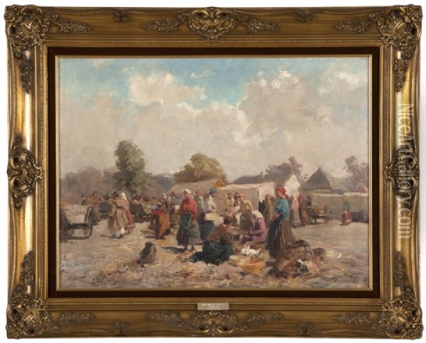 Am Marktplatz (at The Marketplace) Oil Painting - Gyertyanyi Nemeth