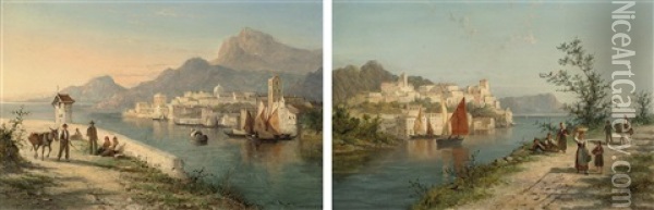 Modena (+ Cattaro; Pair) Oil Painting - William Raymond Dommersen