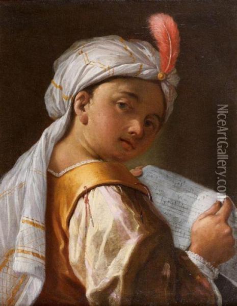 Jeune Enfant Au Turban Oil Painting - Domenico Maggiotto