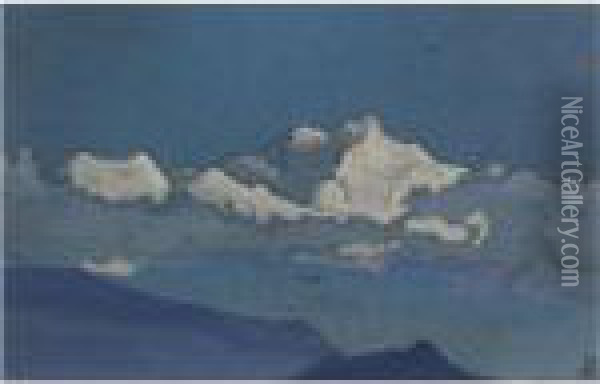Above The Clouds, Himalayas Oil Painting - Nicolaj Konstantinov Roerich