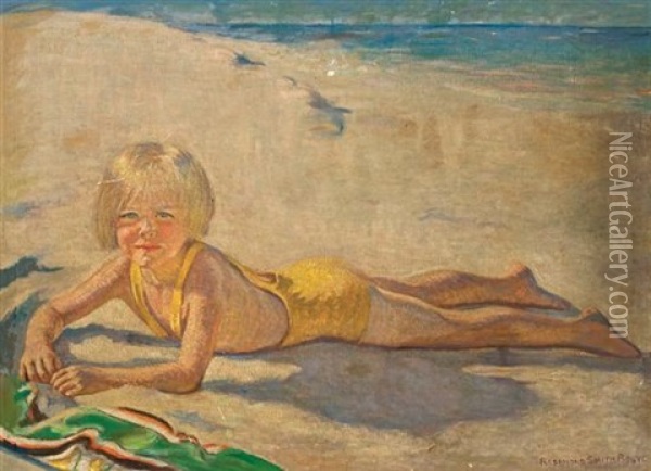 Girl On A Beach (rosamond Laidler) Oil Painting - Rosamond Smith Bouve