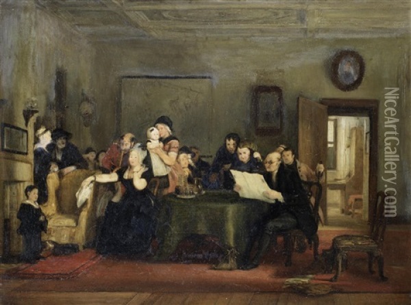 Reading The Will: Finished Sketch Oil Painting - Sir David Wilkie