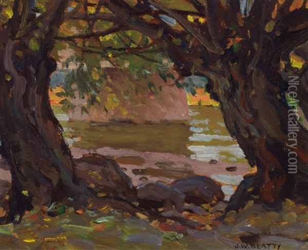 Stream Through The Trees Oil Painting - John William Beatty
