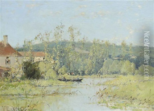 A Punt On The River Oil Painting - Victor Viollet-Le-Duc