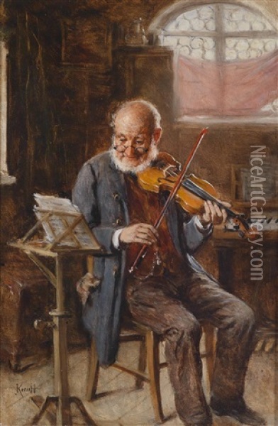 Der Geigenspieler Oil Painting - Hermann Kern