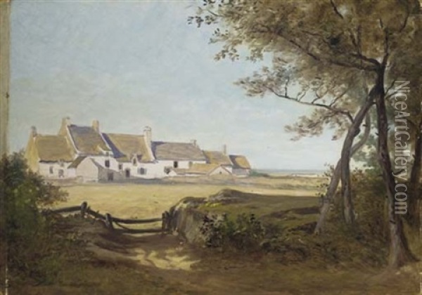 Les Chaumieres Pres De La Mer - Une Esquisse Oil Painting - Jean-Charles Cazin
