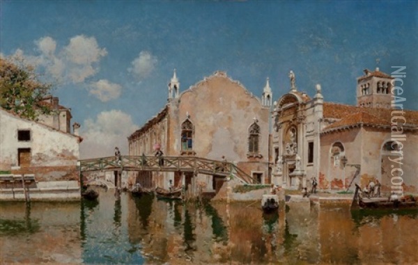 Santa Maria Valverde And The Scuola Vecchia Della Misericordia, Venice, 1894 Oil Painting - Federico del Campo