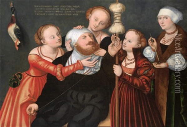 Herkules Bei Omphale Oil Painting - Lucas Cranach the Younger