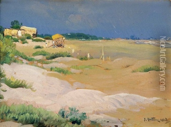 Playa Del Machistre, Valencia Oil Painting - Juan Martinez Abades