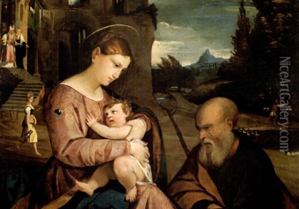 Die Heilige Familie Oil Painting -  Bernardino da Asola