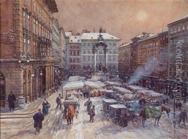 Der Hohe Markt Im Schnee Oil Painting - Carl Pippich