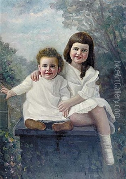 Portrait Of Young Children Oil Painting - Solomon Salomon