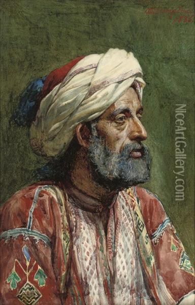 An Arab In Traditional Costume Oil Painting - James Shaw Crompton