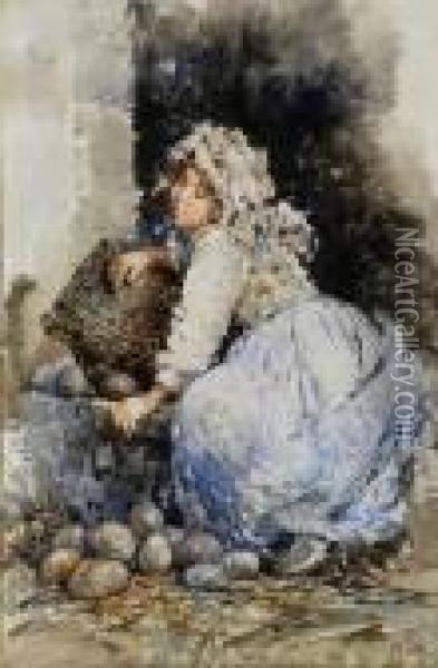 Contadinella Oil Painting - Vincenzo Irolli