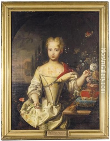 Portrait Of The Archduchess Maria Anna, Daughter Of Emperor Charles Vi, Sister Of Empress Maria Theresia,  Wife Of Karl Duke Of Lothringen Oil Painting - Franz van Stampart