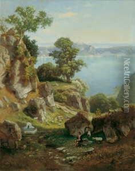 Am Nemisee. Signiert Unten 
Rechts: C. Rodde. Ol Auf Leinwand (doubliert). H 100; B 79 Cm. Oil Painting - Carl Gustav Rodde