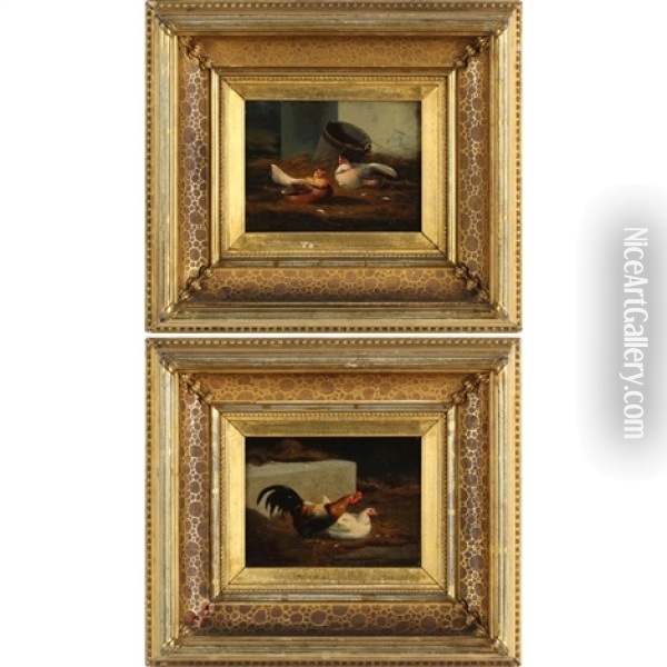 Two Pictures Oil Painting - Jef Louis Van Leemputten