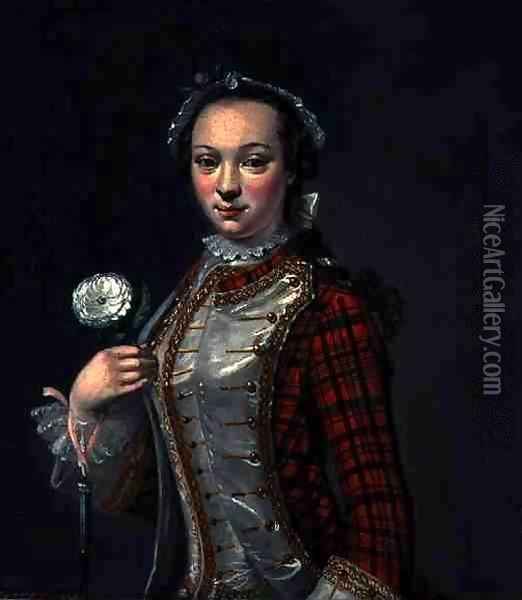 Portrait of a Jacobite Lady Oil Painting - Alexandre Rene Veron