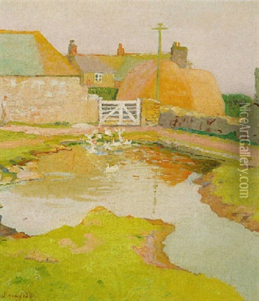 The Duckpond Oil Painting - Harold Harvey