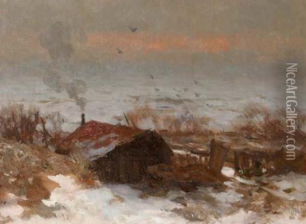 Dusk On The Heath Oil Painting - Willem Bastiaan Tholen