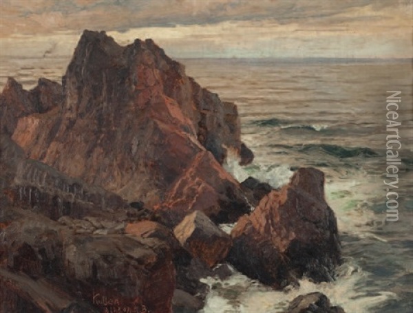 Die Kuste Von Capri; Die Kuste Des Oresunds (schweden) Mit Dem Kullen (pair) Oil Painting - Karl Theodor Boehme