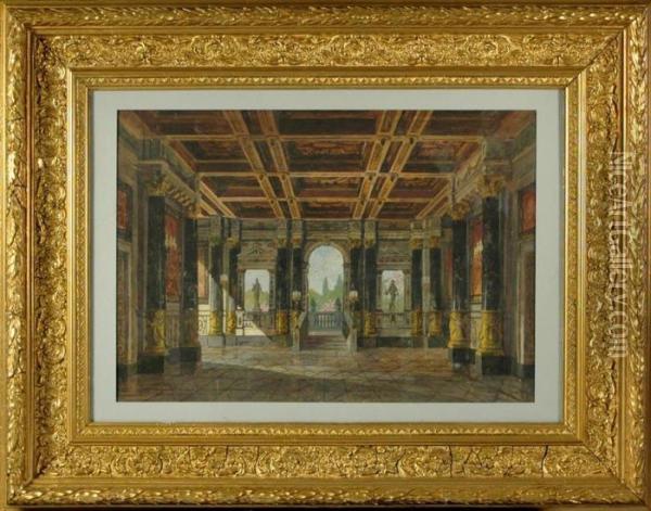 Palace Interior Oil Painting - Rudolf Ritter von Alt