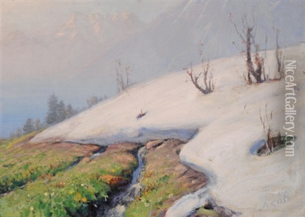 Hiver Et Printemps Oil Painting - Albert Henri John Gos