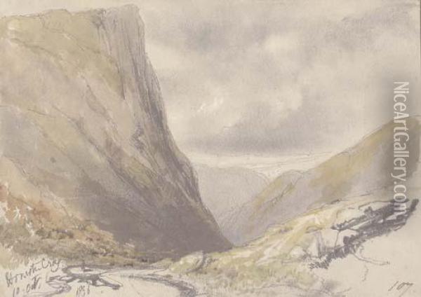 Honiston Crag, Near Buttermere, Cumbria Oil Painting - Edward Lear