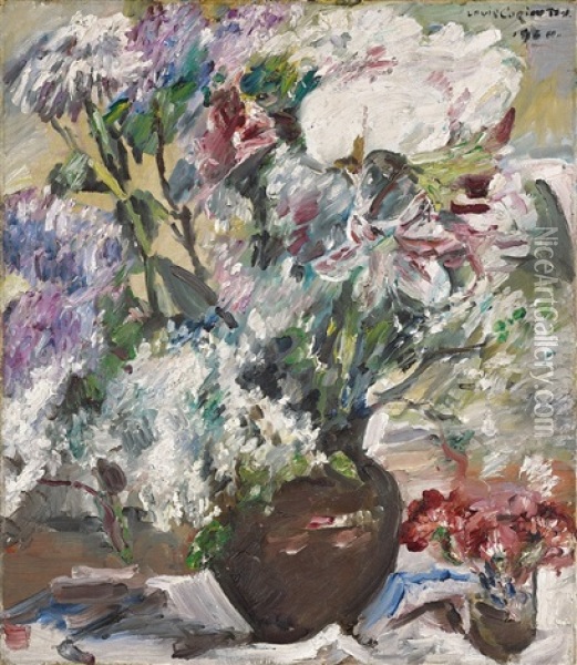 Amaryllis, Flieder Und Anemonen Oil Painting - Lovis Corinth