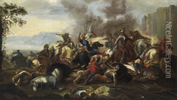 Reitergefecht Zwischen Kaiserlichen Und Turken Oil Painting - Jacques Courtois