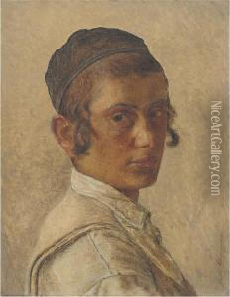 Portrait Of A Young Orthodox Boy Oil Painting - Isidor Kaufmann