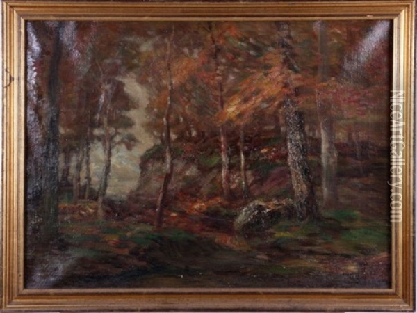 Autumn Forest Scene Oil Painting - John Semon