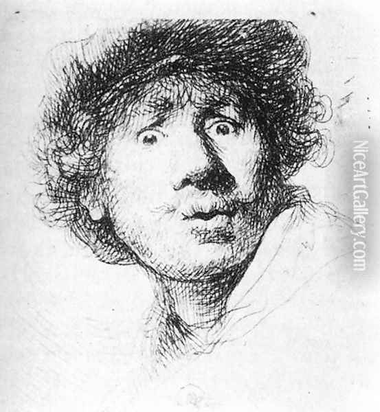 Self-Portrait, Staring 1630 Oil Painting - Rembrandt Van Rijn