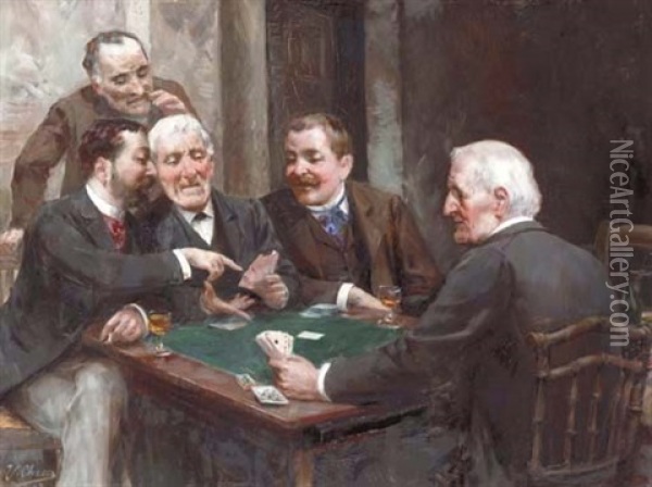 The Card Players Oil Painting - Ulpiano Checa Sanz