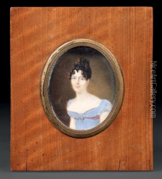 Portrait De Jeune Femme En Buste Vers La Gauche Presque De Face Oil Painting - Edouard Joseph Corbet