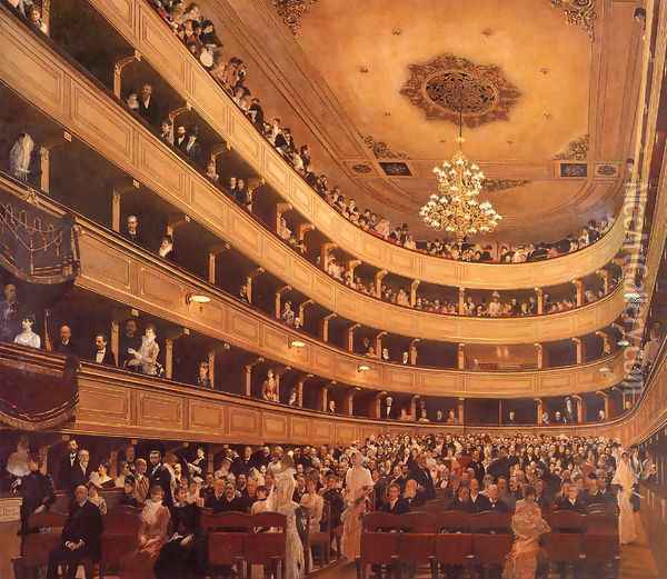 Auditorium in the Old Burgtheater, Vienna Oil Painting - Gustav Klimt