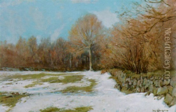 Vinterlandskap Oil Painting - Holger Hvitfeldt Jerichau