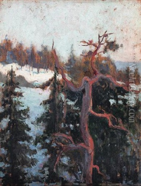 Talvimetsa Oil Painting - Albert Edelfelt