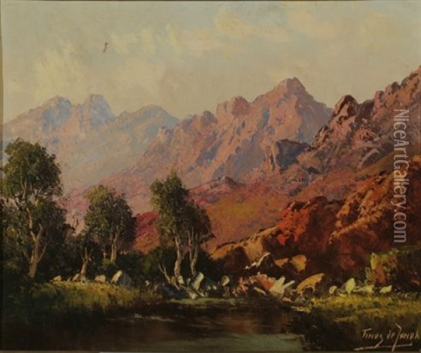 River In The Mountains Oil Painting - Tinus de Jongh