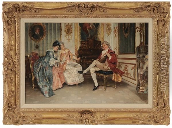 The Serenade Oil Painting - Leopold Schmutzler