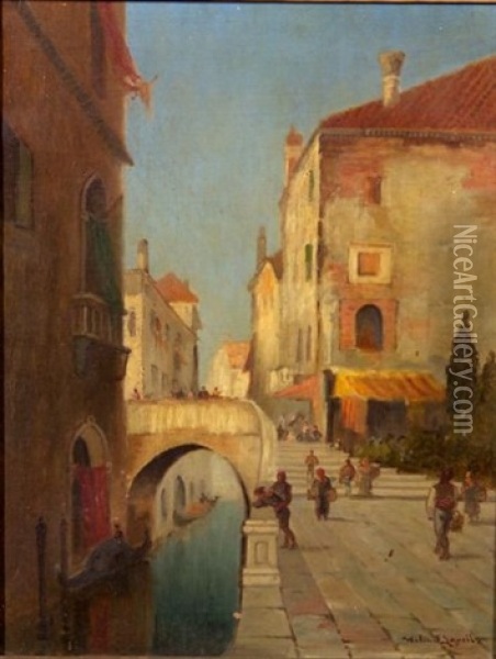 A Canal In Venice Oil Painting - Walter Franklin Lansil