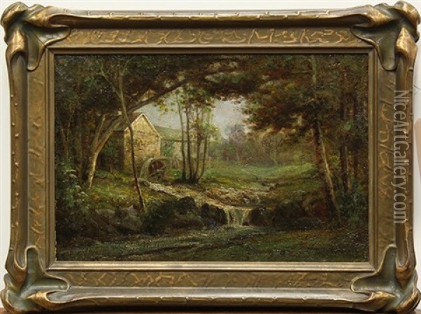 Old English Mill Oil Painting - Charles Albert Rogers