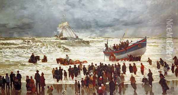The Lifeboat, 1873 Oil Painting - William Lionel Wyllie